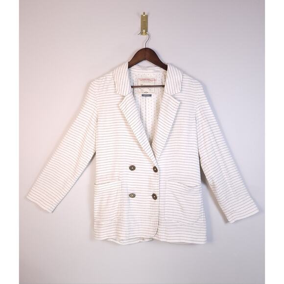 ANTHROPOLOGIE SIZE XS OVERSIZED DOUBLE BREASTED PINSTRIPE BLAZER BY CARTONNIER - Picture 2 of 9